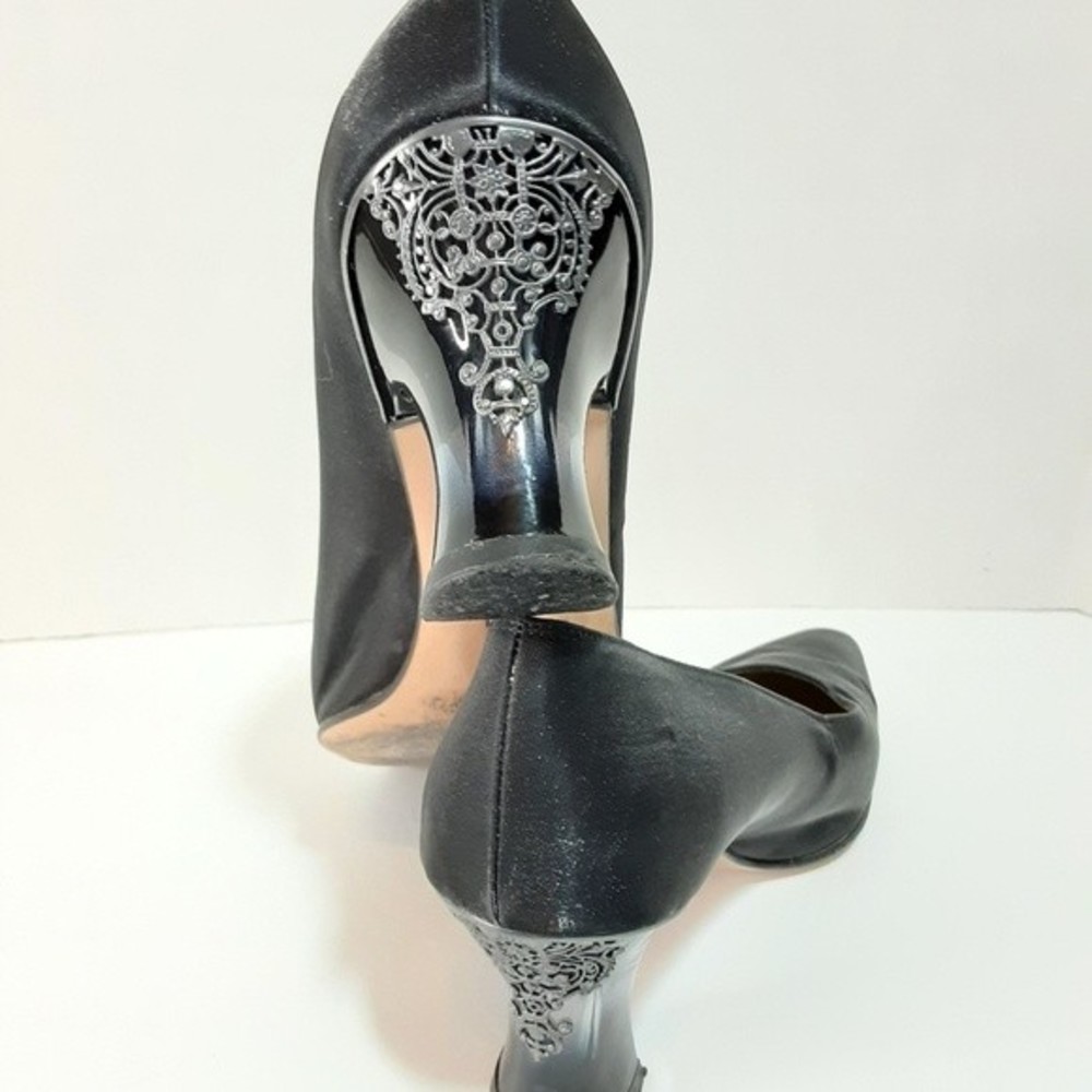 Salvatore Ferragamo Vintage Satin Pumps Chunky Kitten Heels Elegant Chic 7B - Picture 15 of 16